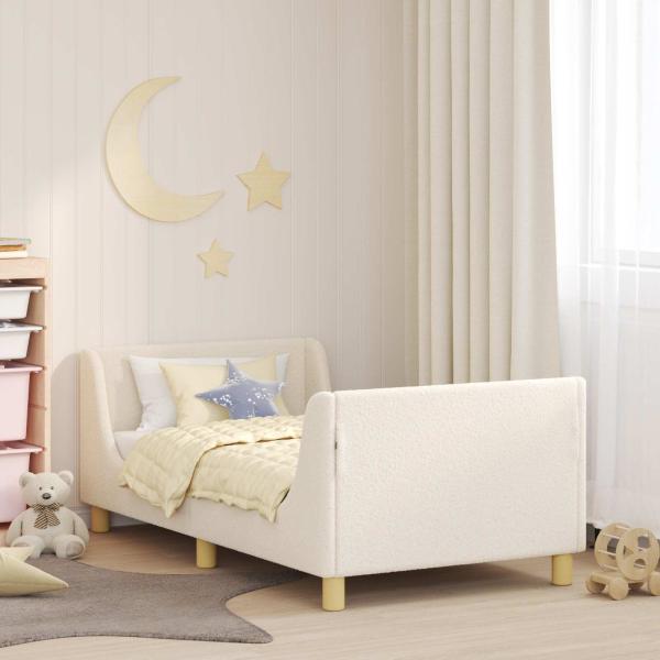 ARDEBO.de - Kinderbettgestell mit Kopfteil Creme 80 x 160 cm Bouclé