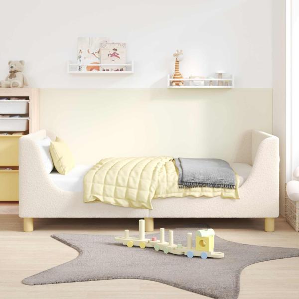 Kinderbettgestell mit Kopfteil Creme 80 x 160 cm Bouclé