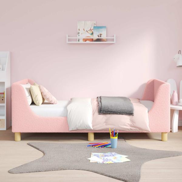 ARDEBO.de - Kinderbettgestell mit Kopfteil Rosa 80 x 160 cm Bouclé