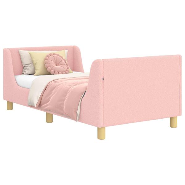 Kinderbettgestell mit Kopfteil Rosa 80 x 160 cm Bouclé