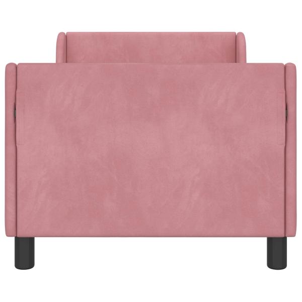 Kinderbettgestell mit Kopfteil Rosa 80 x 160 cm Samt
