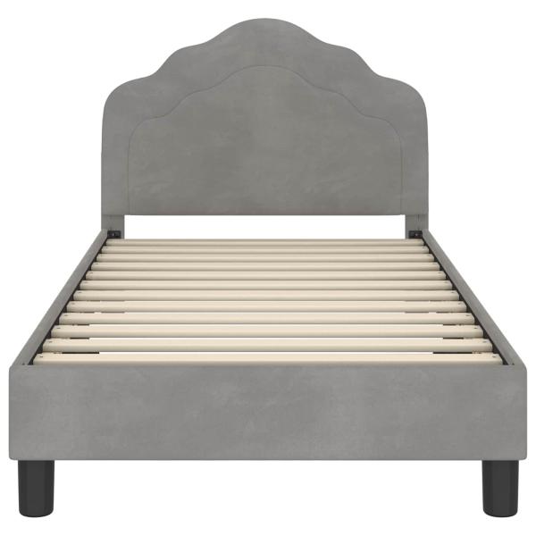 Kinderbettgestell mit Kopfteil Hellgrau 80 x 160 cm Samt