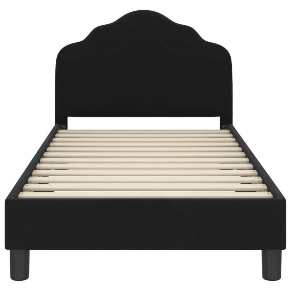 Kinderbettgestell mit Kopfteil Schwarz 80 x 160 cm Samt