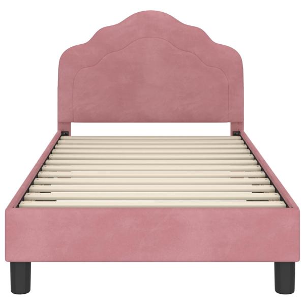 Kinderbettgestell mit Kopfteil Rosa 80 x 160 cm Samt