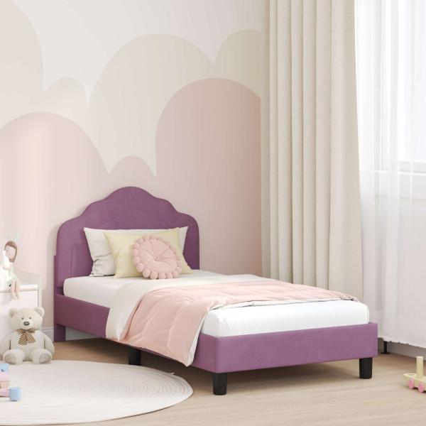 ARDEBO.de - Kinderbettgestell mit Kopfteil Lila 80 x 160 cm Samt