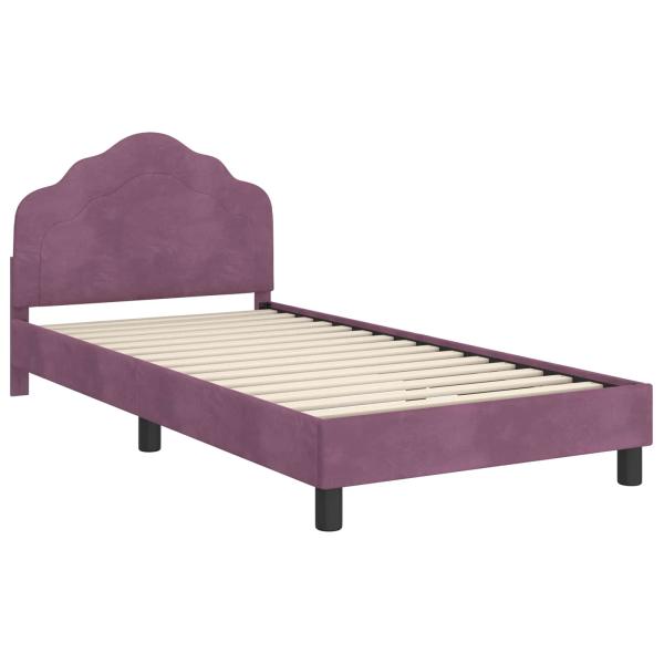 Kinderbettgestell mit Kopfteil Lila 90 x 190 cm Samt