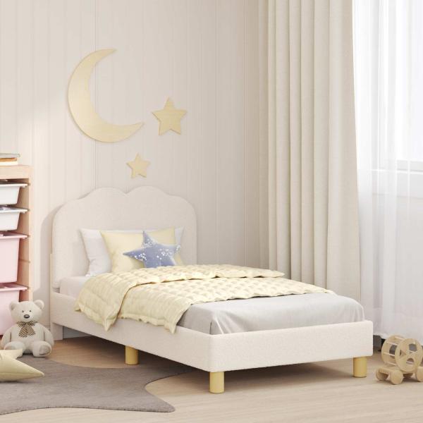 ARDEBO.de - Kinderbettgestell mit Kopfteil Creme 80 x 160 cm Bouclé
