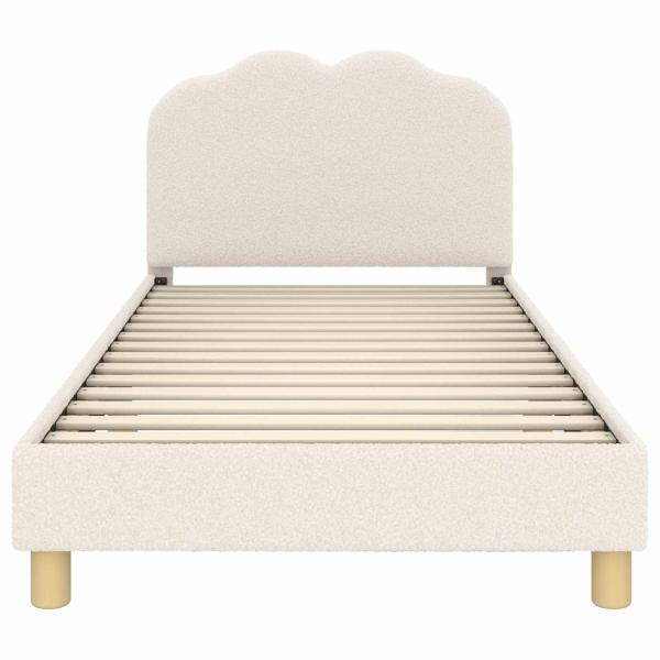 Kinderbettgestell mit Kopfteil Creme 90 x 200 cm Bouclé
