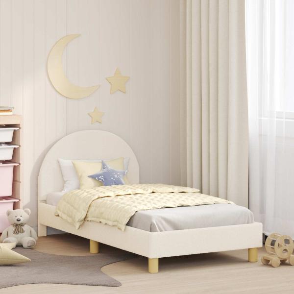 ARDEBO.de - Kinderbettgestell mit Kopfteil Creme 80 x 160 cm Bouclé