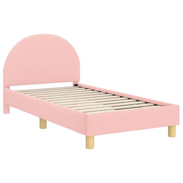 Kinderbettgestell mit Kopfteil Rosa 80 x 160 cm Bouclé