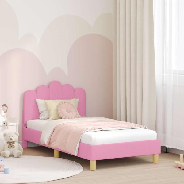 ARDEBO.de - Kinderbettgestell mit Kopfteil Rosa 80 x 160 cm Stoff