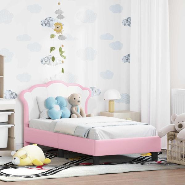 ARDEBO.de - Kinderbettgestell mit Kopfteil Rosa 70 x 140 cm PU