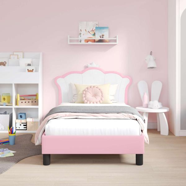 Kinderbettgestell mit Kopfteil Rosa 80 x 160 cm PU