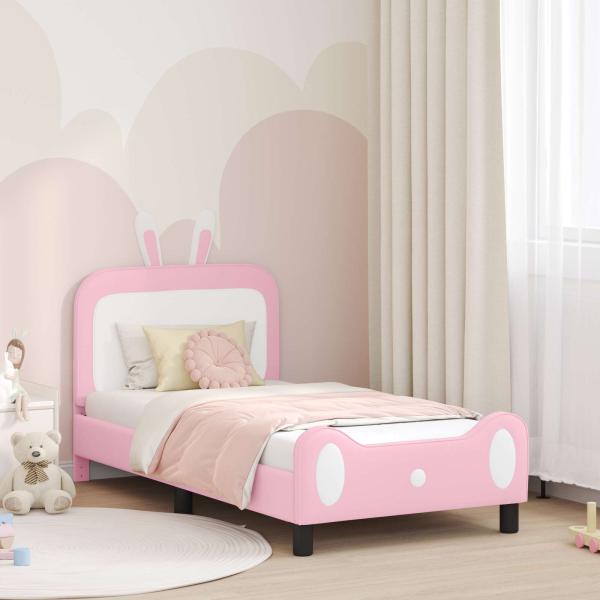 ARDEBO.de - Kinderbettgestell mit Kopfteil Rosa 80 x 160 cm PU
