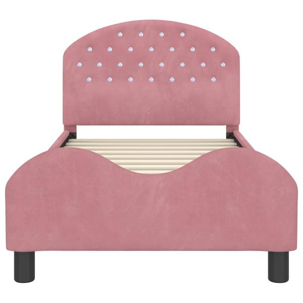 Kinderbettgestell mit Kopfteil Rosa 80 x 160 cm Samt