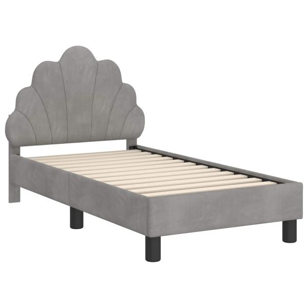 Kinderbettgestell mit Kopfteil Hellgrau 70 x 140 cm Samt