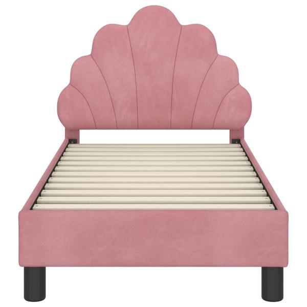Kinderbettgestell mit Kopfteil Rosa 70 x 140 cm Samt