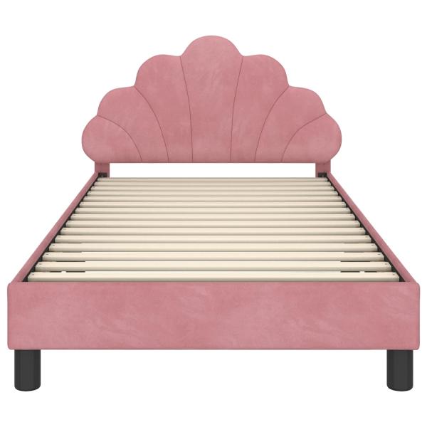 Kinderbettgestell mit Kopfteil Rosa 90 x 200 cm Samt