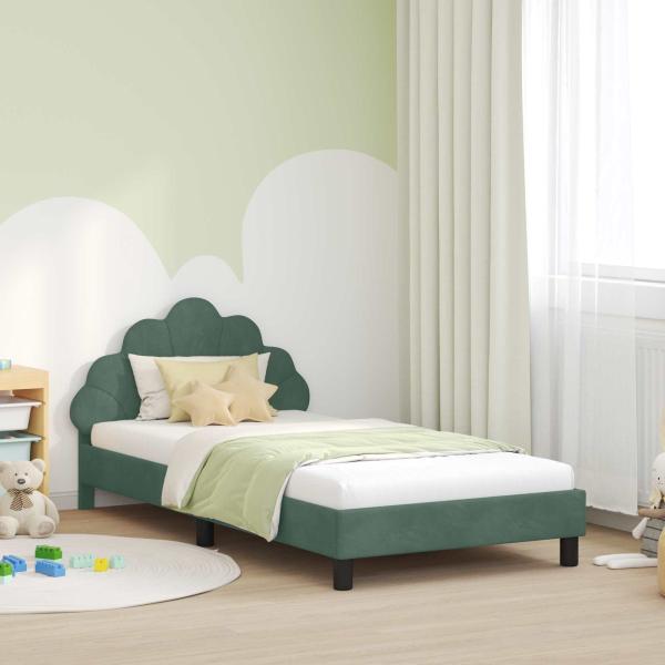 ARDEBO.de - Kinderbettgestell mit Kopfteil Meergrün 90 x 200 cm Samt