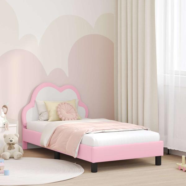 ARDEBO.de - Kinderbettgestell mit Kopfteil Rosa 80 x 160 cm PU