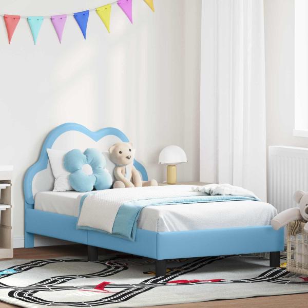 ARDEBO.de - Kinderbettgestell mit Kopfteil Blau 80 x 160 cm PU