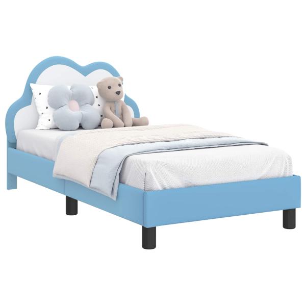 Kinderbettgestell mit Kopfteil Blau 80 x 160 cm PU