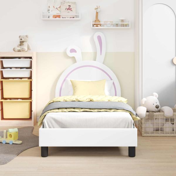 Kinderbettgestell mit Kopfteil Weiß 80 x 160 cm PU