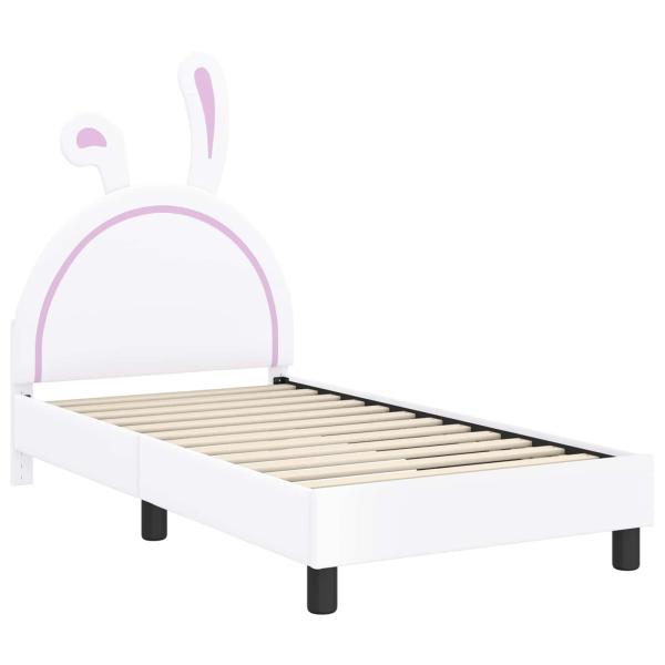 Kinderbettgestell mit Kopfteil Weiß 80 x 160 cm PU