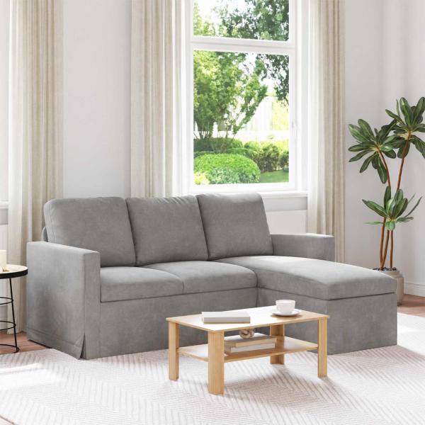 ARDEBO.de - Sofa Hellgrau 178 x 134 x 80 cm Samt