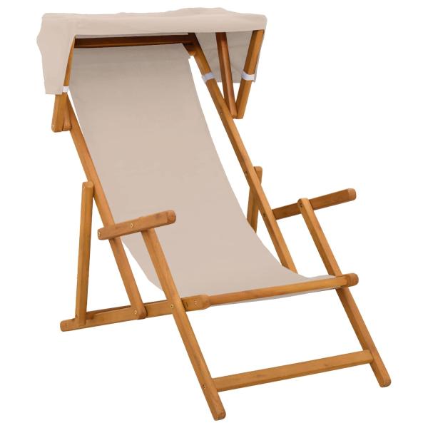 Liegestuhl 3 Position Massives Eukalyptus Holz Beige