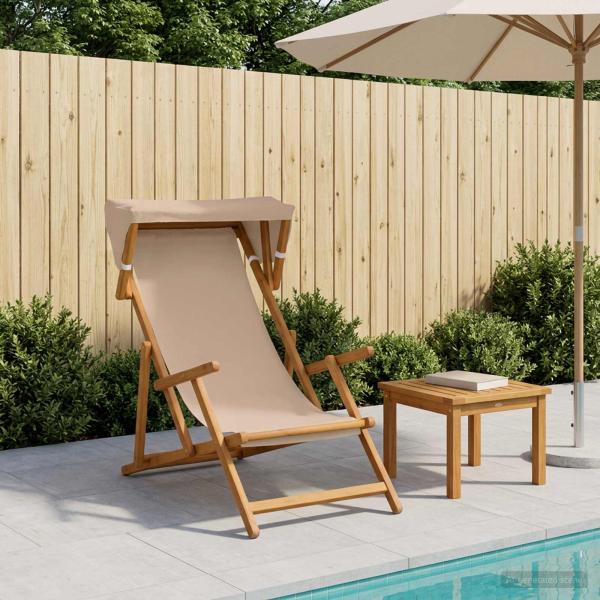 ARDEBO.de - Liegestuhl 3 Position Massives Eukalyptus Holz Taupe