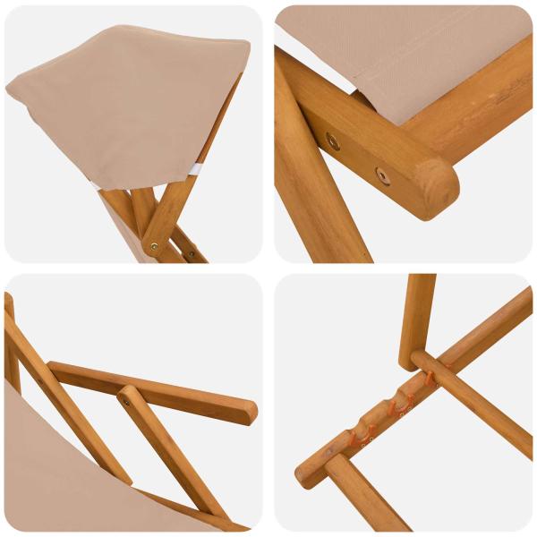 Liegestuhl 3 Position Massives Eukalyptus Holz Taupe