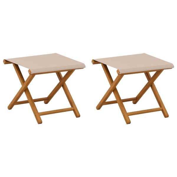 Liegestuhl 2 pcs Massives Eukalyptus Holz Beige