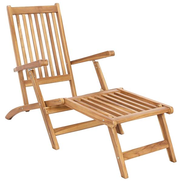 Faltbarer Deckstuhl Natur Massivholz Teak