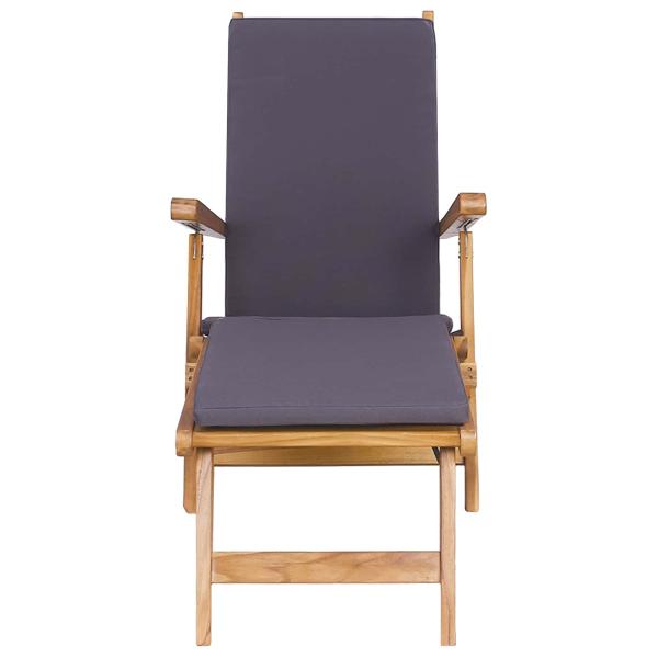 Klappliegestuhl mit Kissen Dunkelgrau Massivholz Teak