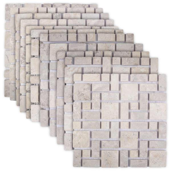 Mosaikfliesen Creme 30 x 30 cm Marmor