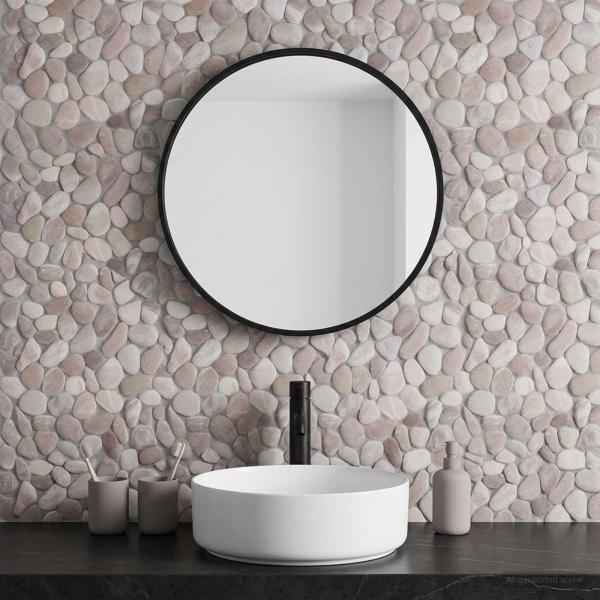 ARDEBO.de - Kieselplatten Beige und Blassrosa 30 x 30 cm Flusskiesel