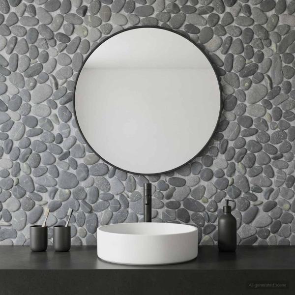 ARDEBO.de - Kieselplatten Grau 30 x 30 cm Flusskiesel
