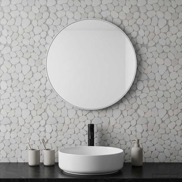 Kieselplatten Weiß 30 x 30 cm Flusskiesel