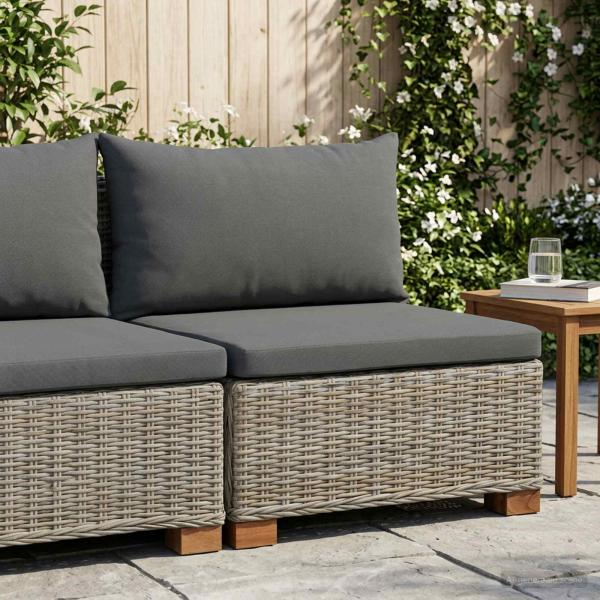 Mittels Sofa mit Kissen GENDT Naturrattan Kubu Grau