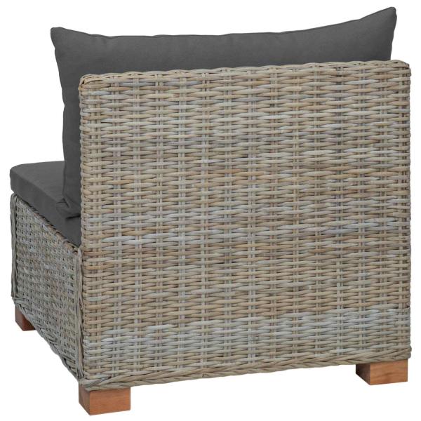 Mittels Sofa mit Kissen GENDT Naturrattan Kubu Grau