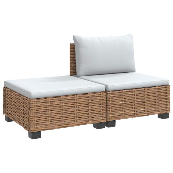 2 Stk. Rattan-Lounge-Set mit Kissen GENDT Naturrattan Natur