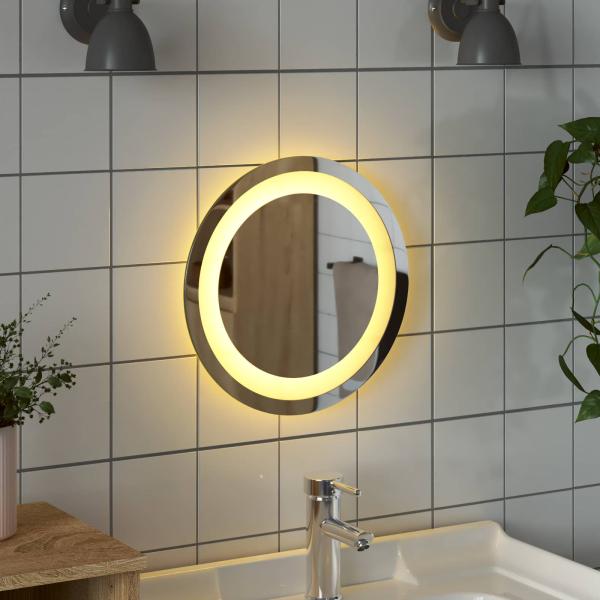 LED-Badezimmerspiegel Transparent Ø 30 cm Gehärtetes Glas