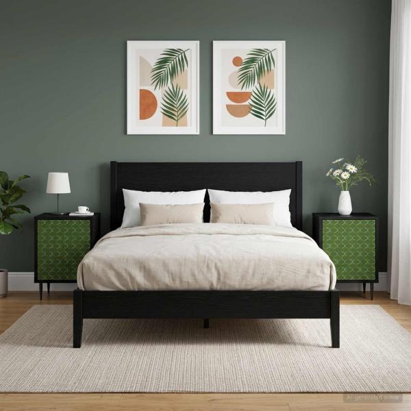 Nachttisch GELEEN 2 stk. Schwarz Eichen-Optik 36 x 33 x 51 cm