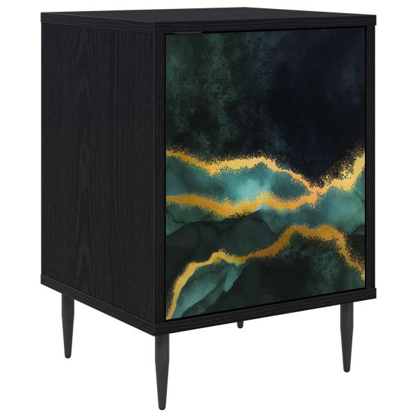 Nachttisch WIJHE Schwarz Eichen-Optik 36 x 33 x 51 cm