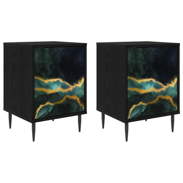 Nachttisch WIJHE 2 stk. Schwarz Eichen-Optik 36 x 33 x 51 cm