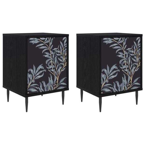 Nachttisch DOKKUM 2 stk. Schwarz Eichen-Optik 36 x 33 x 51 cm