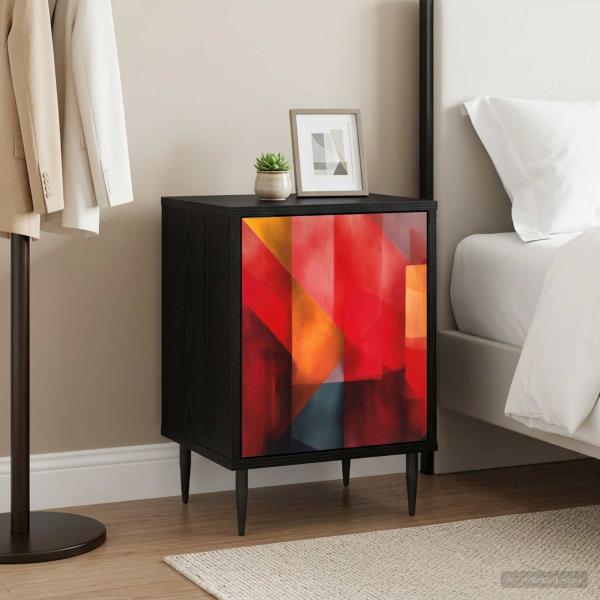 ARDEBO.de - Nachttisch HEESCH Schwarz Eichen-Optik 36 x 33 x 51 cm