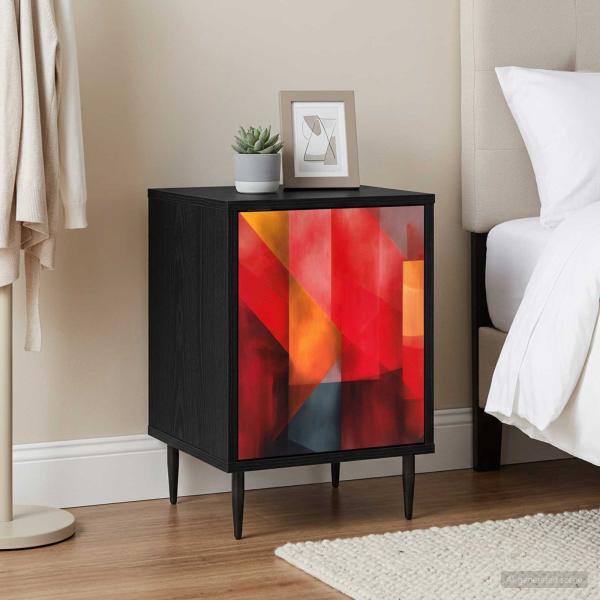 ARDEBO.de - Nachttisch HEESCH 2 stk. Schwarz Eichen-Optik 36 x 33 x 51 cm