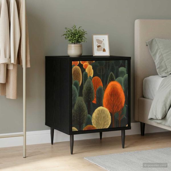 ARDEBO.de - Nachttisch ZAANDAM Schwarz Eichen-Optik 36 x 33 x 51 cm